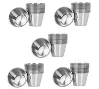 RUSWEST 60 - Tasses à Sauce Condiment en Acier Inoxydable Brossé Premium Pots à Épices à Trempettes Liquides - 2.5Oz 70Ml