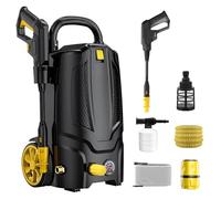 Rutaqian Nettoyeur haute pression, contrôle par bouton rotatif, kit de nettoyage à pression avec tuyau haute pression de 10 m, pulvérisateur mobile, pour lavage de voiture, nettoyage des sols, des