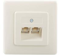Rutenbeck IAE/UAE2x8(4)TRSUPrw Prise réseau encastré insert avec plaque centrale et châssis blanc