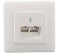 Rutenbeck UAE 2x8(8) Up rw Prise réseau encastré insert avec plaque centrale et châssis CAT 3 blanc pur