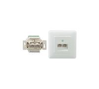 Rutenbeck UAE 8/8 (8/8) LSA Up rw - Prise à montage encastré - CAT 3 - RJ-45 X 2 - blanc pur, RAL 9010