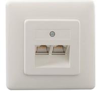 Rutenbeck UAE 8/8(8/8) Up rw Prise réseau encastré insert avec plaque centrale et châssis blanc