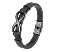RUTERMY Bracelets Cuir Homme,Bracelet en Cuir pour Homme, Bracelet Infini Noir Créatif, Bracelet en Cuir Tressé Multicouche Noir, Bracelet Punk Réglable, Cadeau pour Papa, Petit Ami, Mari 21,5 C