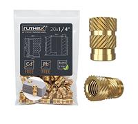 ruthex 1/4" insert fileté | 20 pièces RX-1/4“-20x12,7 douilles filetées en laiton |Écrou stable pour pièces en plastique | Utilisable dans les pièces en plastique imprimées en 3D par chaleur