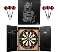 Ruthless Home Darts Centre | Cible de fléchettes avec armoire, cible de fléchettes et 2 jeux de fléchettes (Dragon)