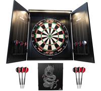 Ruthless Home Darts Centre - Sisal Dartboard Cabinet - Includes Hot Shot Dartboard & 2 Sets of Steel Tip Darts.