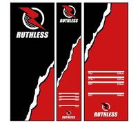 RUTHLESS Tapis de fléchettes | Tapis de fléchettes robuste, antidérapant et durable pour sol noir (rouge déchiré)