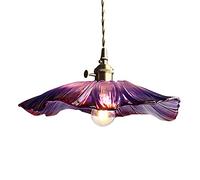 RUTXE Lampe à suspension en verre violet feuille E27 support de lampe en laiton nordique moderne abat-jour en verre luminaires suspendus lampe de plafond éclairage lustres pour restaurant cuisine île