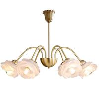RuuXanthous Lustre à 6 lumières en Verre Blanc Laiteux pour Salle à Manger, plafonnier, îlot de Cuisine, Style Vintage, Motif Floral Rose, pour Chambre de Fille, Salon, Hall d'entrée/6 lumièr