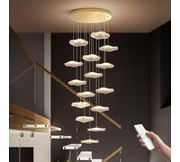 RuuXanthous Lustre créatif en Acrylique avec télécommande, Hauteur réglable jusqu'à 400 cm, Grand Lustre en Spirale en Forme de Feuille de Lotus de 19 cm, plafonnier à intensité Variable pour