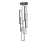 RuuXanthous Lustre d'escalier, Grand modèle, pour entrée, rectangulaire, LED, Suspension Noire, Hauteur réglable, Long plafonnier, Blanc Chaud 3 000 K, 4 lumières