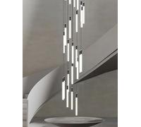 RuuXanthous Lustre d'escalier pour Salon, plafonnier en Verre, Lampe Suspendue (lumière Neutre dorée, 9 têtes)