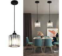 RuuXanthous Lustre en Cristal Raindrop 6 lumières, Montage encastré Noir, luminaire Suspendu avec Haut Plafond, éclairage élégant pour escaliers en colimaçon, Halls et entrée de sa