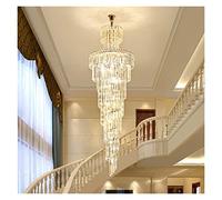 RuuXanthous Lustre, Grand Lustre en Cristal décoratif à Hauts plafonds pour Salon, Lampe Suspendue chromée en Spirale pour escalier, Lustre en Cristal de Luxe Moderne (Couleur : D