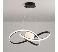 RuuXanthous Lustre LED Moderne du Milieu du siècle à 2 Anneaux, intensité Variable, luminaire Suspendu Blanc, Noir, Style Ferme, Lampe Suspendue, Lune, planète, pour Chambre d'enfant, Salle à