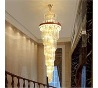 RuuXanthous Lustre Lustre Moderne Long Lustre en Cristal Lumière Villa de Luxe Duplex Étage Moyen Salon Escalier Spin LED Lustre en Cristal Lustre LED Moderne , Lustres chandel