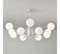 RuuXanthous Lustre Moderne à 8 lumières du Milieu du siècle, plafonnier Spoutnik Blanc Milk Moon, Montage Semi-encastré, Suspension à Bulles Nordiques à LED pour Chambre à Coucher, Salle à ma