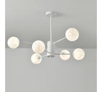 RuuXanthous Lustre Moderne à 8 lumières du Milieu du siècle, plafonnier Spoutnik Blanc Milk Moon, Montage Semi-encastré, Suspension à Bulles Nordiques à LED pour Chambre à Coucher, Salle à ma
