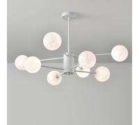RuuXanthous Lustre Moderne à 8 lumières du Milieu du siècle, plafonnier Spoutnik Blanc Milk Moon, Montage Semi-encastré, Suspension à Bulles Nordiques à LED pour Chambre à Coucher, Salle à ma
