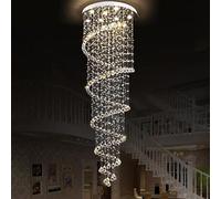 RuuXanthous Lustre Moderne à LED pour Bijoux, Grand escalier Moderne, Long Lustre en Cristal en Spirale, luminaire Compatible avec Les escalier, Lampe Suspendue en Forme de Goutte de Pluie, éc