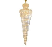 RuuXanthous Lustre Moderne Villa Stairs E14 LED Lustre Lustre Doré Métal K9 Cristal Lampe Suspendue Lustre Intérieur, Lustres Vintage (D45 H120cm) Lampe Suspendue