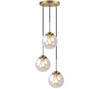 RuuXanthous Suspension Globe 3 Moderne, Boule de Verre, luminaire Suspendu pour îlot de Cuisine, Salle à Manger, Chambre à Coucher - Luminaires Suspendus Style Ferme - Transparent