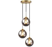 RuuXanthous Suspension Globe 3 Moderne, Boule de Verre, luminaire Suspendu pour îlot de Cuisine, Salle à Manger, Chambre à Coucher, Style Ferme, plafonnier (Gris fumé)