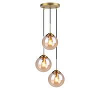 RuuXanthous Suspension Moderne en Verre à 3 Boules - Luminaire Suspendu en Forme de Boule de Verre pour îlot de Cuisine, Salle à Manger, Chambre - Luminaire Suspendu de Style campagnard - Pla