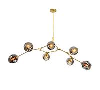RuuXanthous Suspension réglable, Lustre Moderne Spoutnik 6 lumières E27, plafonnier Milieu du siècle pour Couloir, Bar, Cuisine, Salle à Manger - galvanoplastie Gris fumé 5 C'est si Gentil