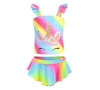 RuuYiicoco Maillot de bain deux pièces pour petite fille Motif licorne, Licorne arc-en-ciel., 7-8 Ans
