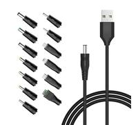 Ruvan 1M Universel Convertisseur Câble USB DC 5V vers 5.5 X 2.1mm avec 13 Jack Connecteurs, Barrel Jack Connecteur, pour Ventilateurs, Routeurs, Lampes De Bureau, Ordinateurs