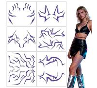 Ruvan 6 PCS Tatouages Temporaires Cosplay Kpop, Tatuaggi Temporanei Demon Purple Hunter, Autocollants Pour Maquillage Du Visage, Pour Halloween Maquillage Carnaval Cosplay, Soirée Sur Scène