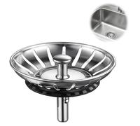 Ruvan Filtre Evier Cuisine 80mm, Bouchon Evier Inox, Panier de Rechange pour Bonde Evier, Crépine de Vidage Universelle avec Joint en Caoutchouc, Accessoire de Cuisine Anti-Obstruction, Argent, 1 PCS
