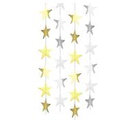 Ruvan Glitter Star Garland, Reflective Star Paper Hanging Paper Garland Decoration for Wedding, Holiday, Party, Christmas, Birthday(Silver+Gold), 16 m