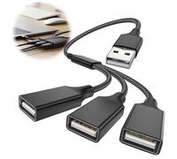 Ruvan Hub USB 3-en-1 pour Ordinateurs Portables, PC Et Consoles Transfert De Données Et Recharge Stables, Extension Plug-and-Play Fiable, Noir, Compact, Résistant Et Facile À Transporter