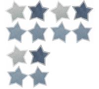 Ruvan Lot de 12 Patchs Thermocollants Etoile, Ecussons Etoile en Polyester Gris pour Reparation de Vetement Veste Jean Sac a Dos Set de 3 Nuances de Couleur