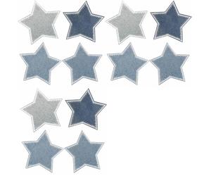 Ruvan Lot de 12 Patchs Thermocollants Etoile, Ecussons Etoile en Polyester Gris pour Reparation de Vetement Veste Jean Sac a Dos Set de 3 Nuances de Couleur