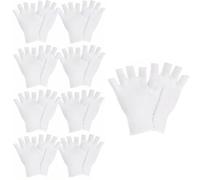 Ruvan Mitaines Coton Hydratantes pour Mains Sèches et Abîmées, Gants Tactiles à Doigts Ouverts pour Utilisation Smartphone, Gants de Nuit Fins et Respirants, Set de 10 paire Gants Blancs Réutilisables