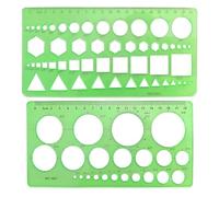 Ruvan Normographe Geographie, Ormographe Pour Croquis Et Schémas, 2 Pcs Règle Gabarit Pour Studio Artistique Ou Dessin Et Dessin, Gabarit Cercle, Modèles De Mesure, Pochoir Geometrique（Vert）