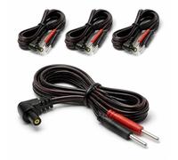 Ruvan Pack de 4 Cables TENS EMS Anti Faux Contact, Connecteur Securise 2.35mm vers Pin 2mm, Fil Electrode de Remplacement Universel 120cm en PVC Noir Souple pour Appareil de Stimulation Musculaire