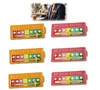 Ruvan Pin Social Battery Broche Humeur 6 Pièces Pins Émail Coulissants Indicateur Énergie Sociale Badge Interactif pour Vêtements et Sacs Accessoire de Mode pour Introvertis, Orange et Rouge