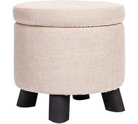 RUVANE Repose-pieds rond - Boîtes de rangement - Petit tabouret pour dortoir, salon, chambre à coucher - Beige - Étoile de lumière