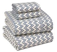 RUVANTI 100% Cotton King Size Sheets Set, 4 Pieces, Soft & Breathable Percale Weave Bedding, Deep Pocket 16", Hotel Standard, Crisp Cool Feel, Durable, Perfect Floral Bed Sheet, Chevron