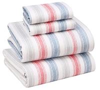 RUVANTI 100% Cotton Sheets Queen Size Set, 4 Pieces, Soft & Breathable Percale Weave Bedding, Deep Pocket 16", Hotel Standard, Crisp Cool Feeling, Durable, Perfect Striped Bed Sheet, Times