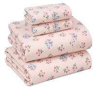 RUVANTI 100% Cotton Sheets Queen Size Set, 4 Pieces, Soft & Breathable Percale Weave Bedding, Deep Pocket 16", Hotel Standard, Crisp Cool Feeling, Durable, Perfect Floral Bed Sheet, Spring on