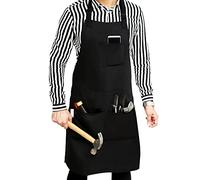 Ruvanti Durable Goods Tablier de chef de qualité professionnelle pour cuisine, barbecue et grill Noir avec poches à outils + attaches extra longues réglables M à XXL
