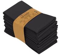 Ruvanti Lot de 12 serviettes de table en coton mélangé lavables, douces, durables, absorbantes, pour hôtel, déjeuner, restaurant, mariages, événements, fêtes - 45,7 x 45,7 cm - Noir