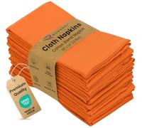 Ruvanti Lot de 12 Serviettes de Table en mélange de Coton Lavable, Doux, Durable, Absorbant, 45,7 x 45,7 cm, pour Thanksgiving, dîners d'halloween, Orange (Fall)
