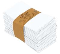 Ruvanti Lot de 12 serviettes de table en mélange de coton lavable, doux, durable, absorbant, 45,7 x 45,7 cm, pour hôtel, déjeuner, restaurant, fête, mariage, blanc