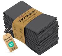 Ruvanti Lot de 12 Serviettes de Table en mélange de Coton Lavable, Doux, Durable, Absorbant, 45,7 x 45,7 cm, pour hôtel, déjeuner, Restaurant, fête de Mariage, Gris foncé
